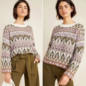 Anthropologie Fabiana Cropped Fair Isle Sweater
